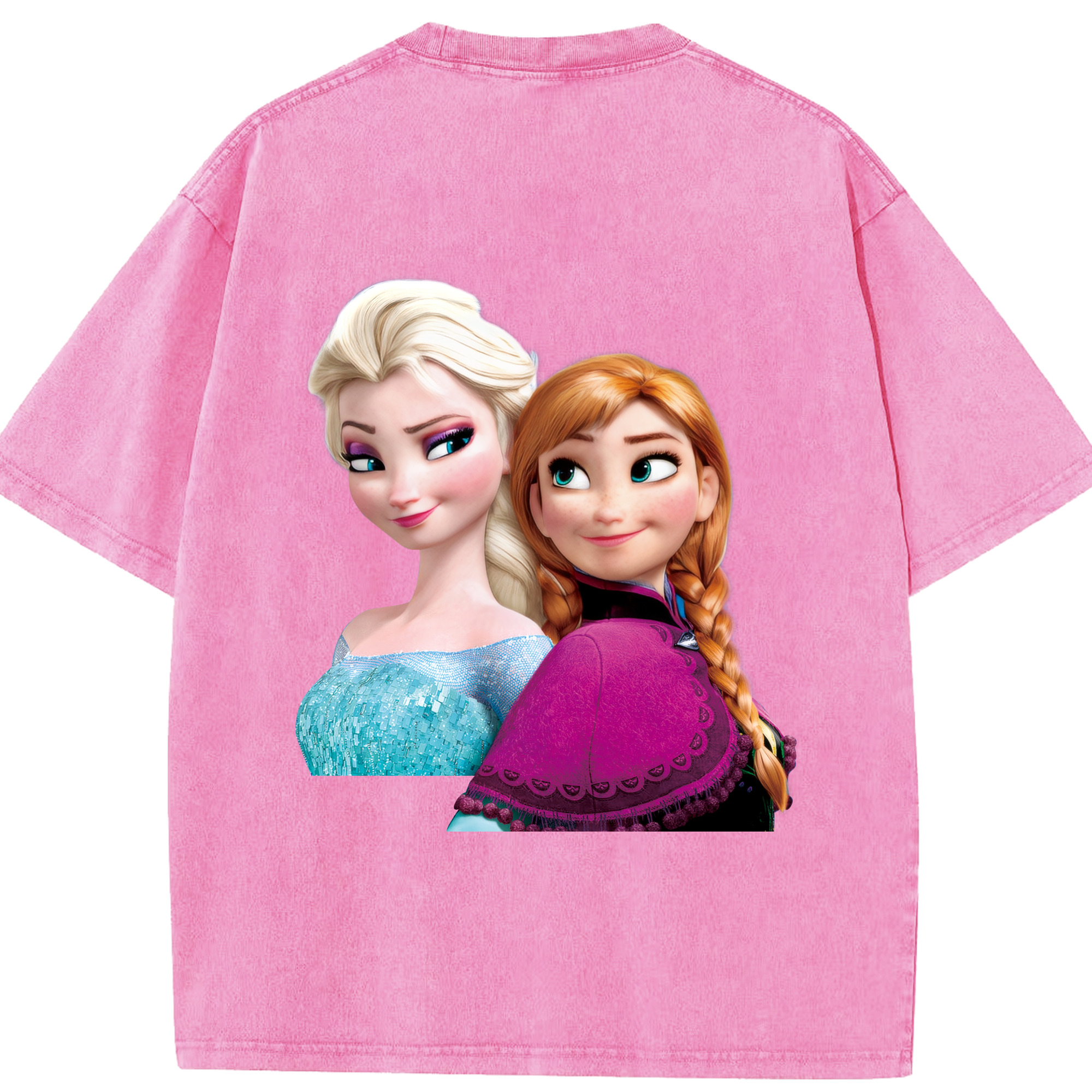 （画像用） アナと雪の女王 アンナ エルサ Frozen Anna Elsa 綿100% ヴィンテージ風 半袖Tシャツ（背面プリント）